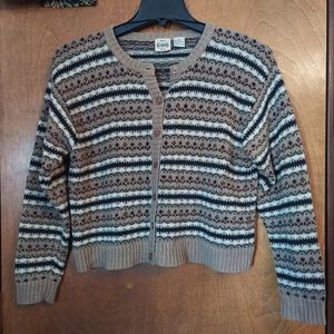 B. Moss Striped Button Cardigan